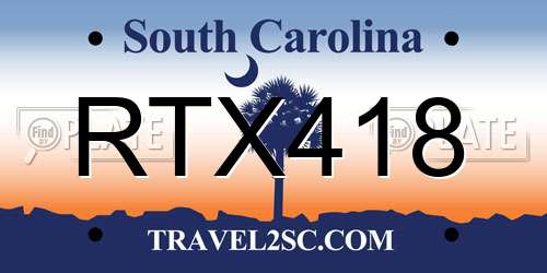 RTX418 South Carolina License Plate