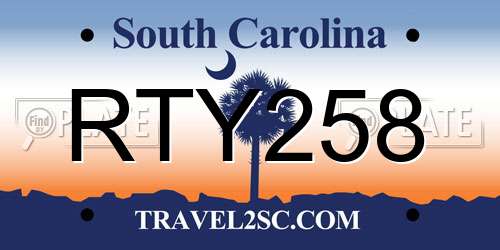 RTY258 South Carolina License Plate