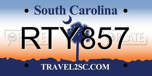 RTY857 South Carolina License Plate