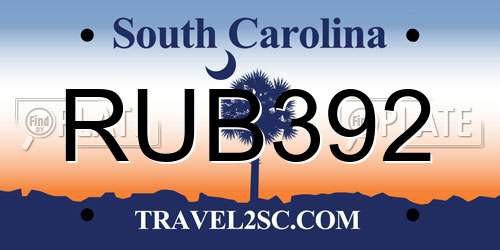 RUB392 South Carolina License Plate
