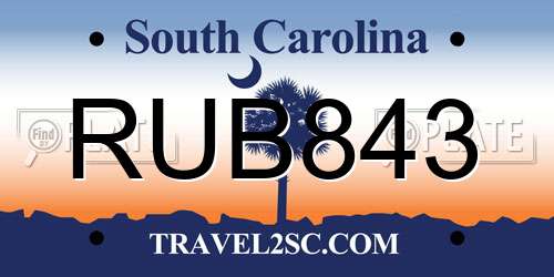 RUB843 South Carolina License Plate