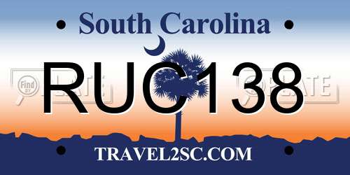 RUC138 South Carolina License Plate