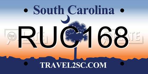 RUC168 South Carolina License Plate