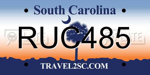 RUC485 South Carolina License Plate
