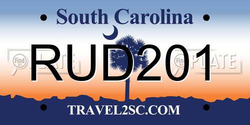 RUD201 South Carolina License Plate