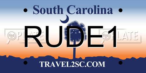 RUDE1 South Carolina License Plate
