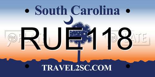 RUE118 South Carolina License Plate