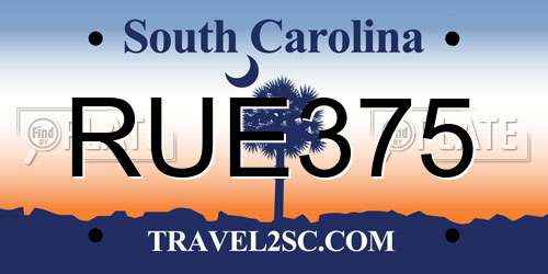 RUE375 South Carolina License Plate