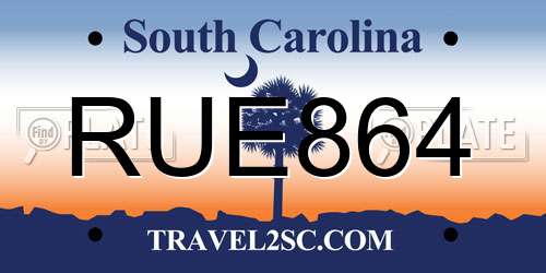 RUE864 South Carolina License Plate