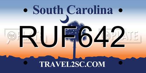 RUF642 South Carolina License Plate