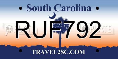 RUF792 South Carolina License Plate