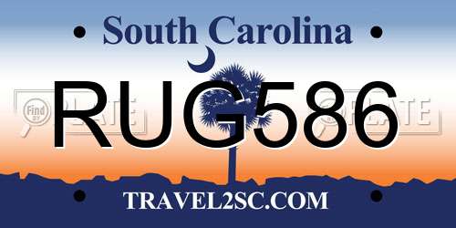 RUG586 South Carolina License Plate