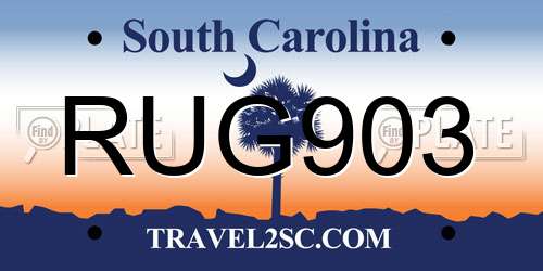 RUG903 South Carolina License Plate