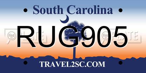 RUG905 South Carolina License Plate