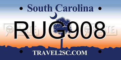 RUG908 South Carolina License Plate