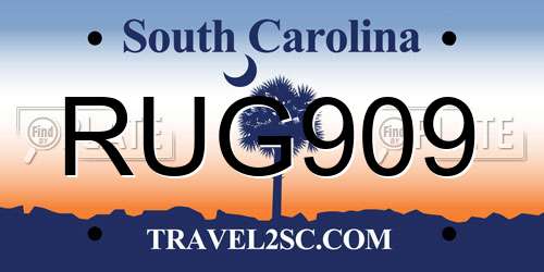 RUG909 South Carolina License Plate