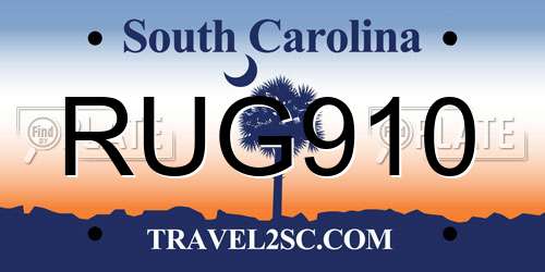 RUG910 South Carolina License Plate