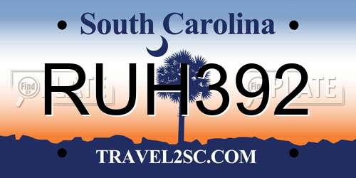 RUH392 South Carolina License Plate