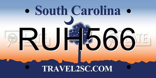 RUH566 South Carolina License Plate