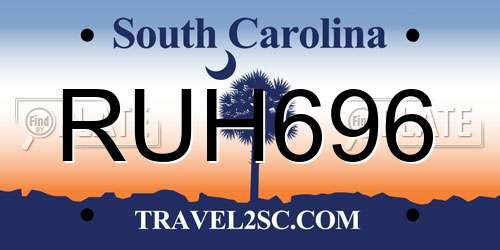 RUH696 South Carolina License Plate