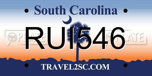 RUI546 South Carolina License Plate