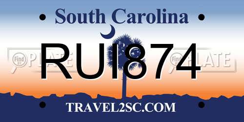 RUI874 South Carolina License Plate