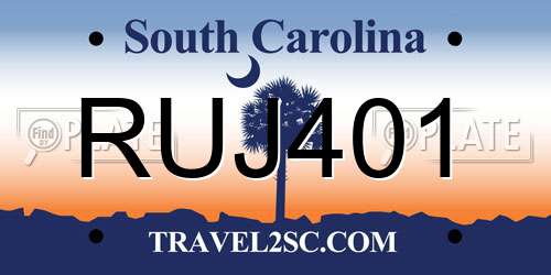 RUJ401 South Carolina License Plate