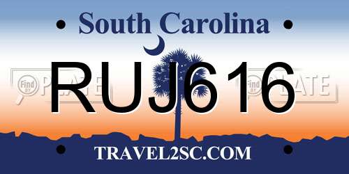 RUJ616 South Carolina License Plate