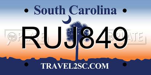 RUJ849 South Carolina License Plate