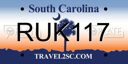 RUK117 South Carolina License Plate