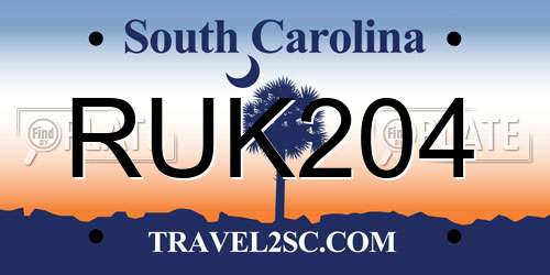 RUK204 South Carolina License Plate