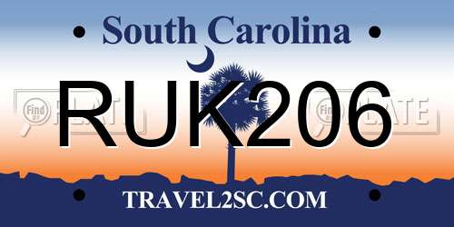 RUK206 South Carolina License Plate