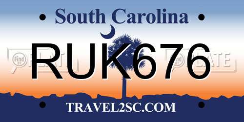 RUK676 South Carolina License Plate