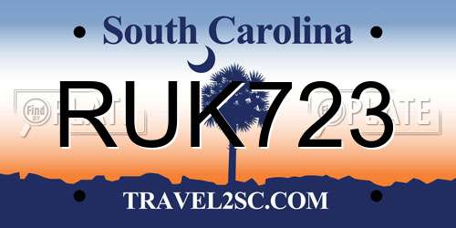 RUK723 South Carolina License Plate