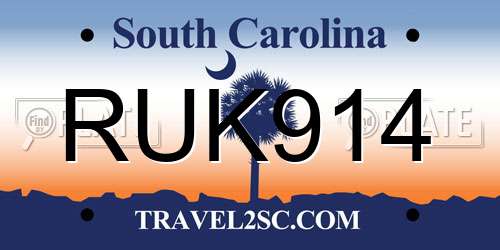 RUK914 South Carolina License Plate