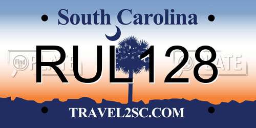 RUL128 South Carolina License Plate