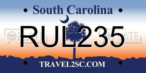 RUL235 South Carolina License Plate