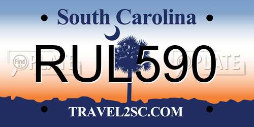 RUL590 South Carolina License Plate