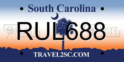 RUL688 South Carolina License Plate