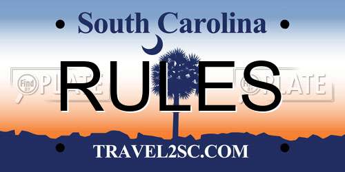 RULES South Carolina License Plate