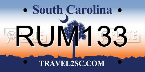 RUM133 South Carolina License Plate