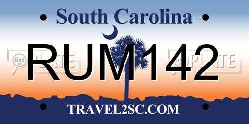 RUM142 South Carolina License Plate