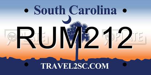 RUM212 South Carolina License Plate