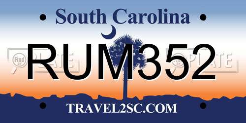 RUM352 South Carolina License Plate