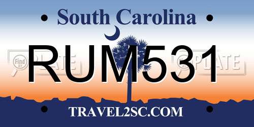 RUM531 South Carolina License Plate