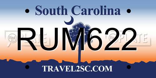 RUM622 South Carolina License Plate
