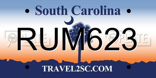 RUM623 South Carolina License Plate