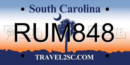 RUM848 South Carolina License Plate