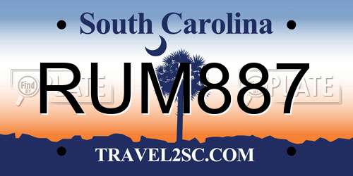 RUM887 South Carolina License Plate