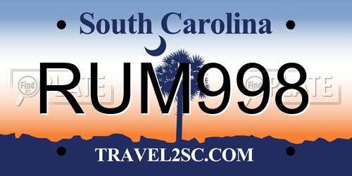 RUM998 South Carolina License Plate